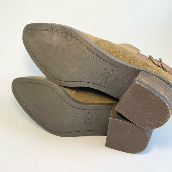 American Eagle Outfitters Suede Olive Green Buckle Ankle Booties Block‎ Heel 8 - Picture 7 of 11